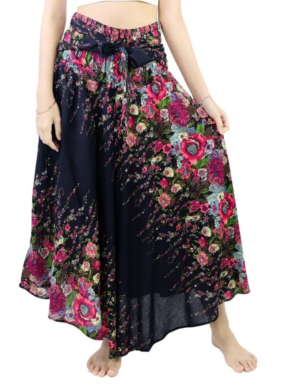 NWT New Boho Maxi Floral Rayon Skirt Size M